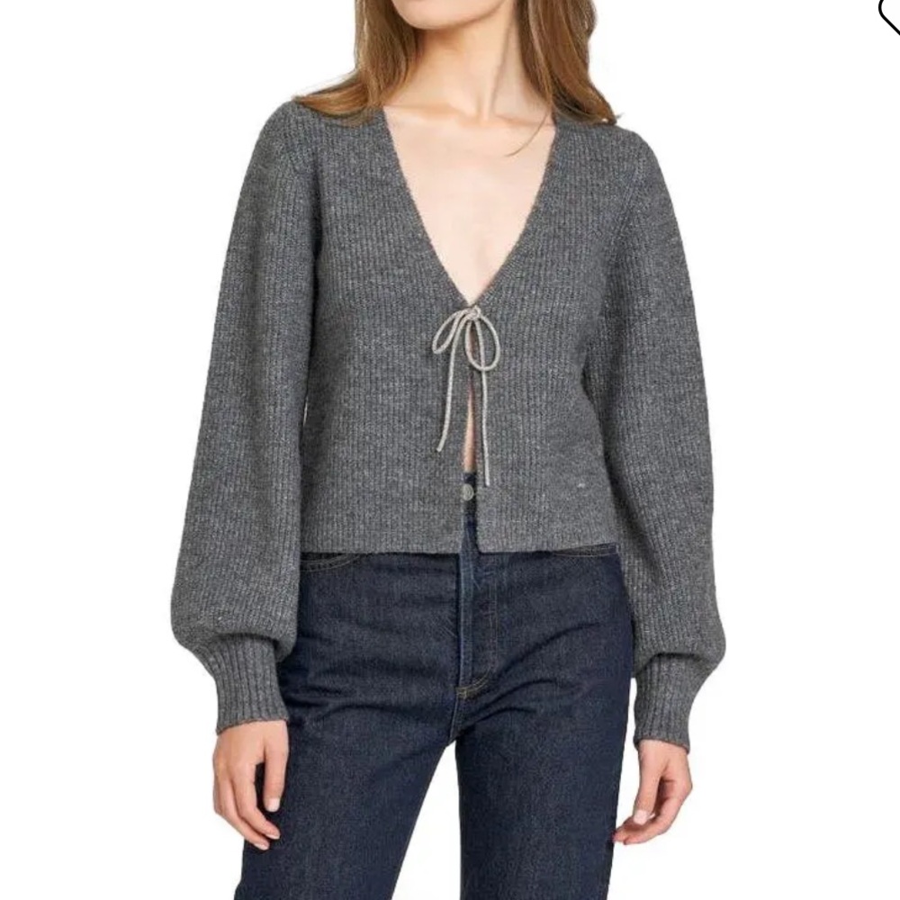 💜Firm Price💜 WAYF Lila Crystal Tie Cardigan - Dark Heather